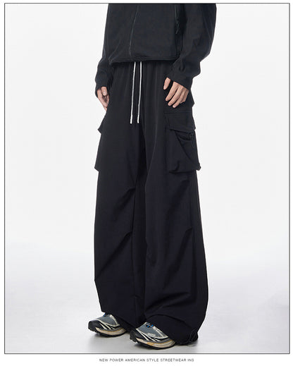 Cool Ice Silk Thin Casual Long Pants for Men Summer Wide Leg Pants, Four Seasons Lightweight Fabric, Casual, Street Fashion, Suitable for Youth