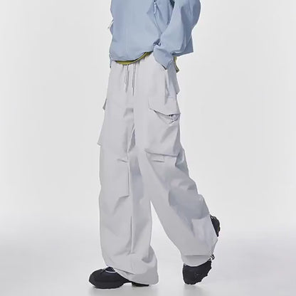 Cool Ice Silk Thin Casual Long Pants for Men Summer Wide Leg Pants, Four Seasons Lightweight Fabric, Casual, Street Fashion, Suitable for Youth